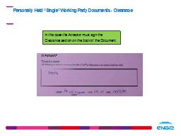 Personally Held “Single” Working Party Documents - Clearance