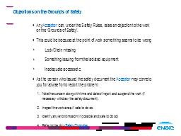 Objections on the Grounds of Safety